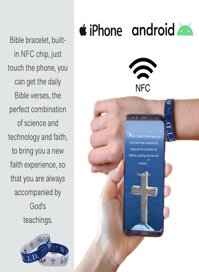 سوار Flvkev اليومي لآيات الكتاب المقدس للرجال والنساء، أساور WWJD، سوار قابل للارتداء للكتاب المقدس، أساور مسيحية مستوحاة من الكتاب المقدس، هدايا دينية كاثوليكية ملهمة (wwjd-blue) - Image 4